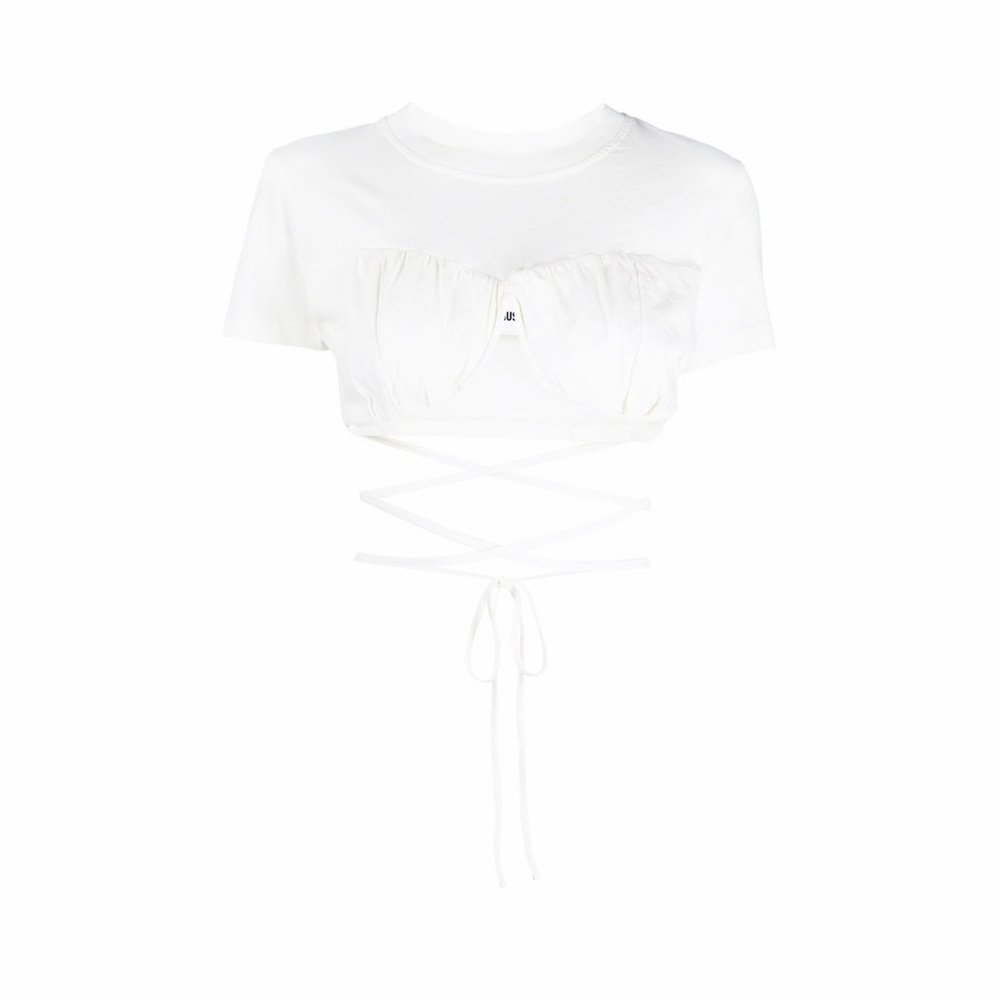 Jacquemus White Lace-Up Crop Top